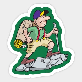 A cartoon heker enjoying the great outdoors Sticker